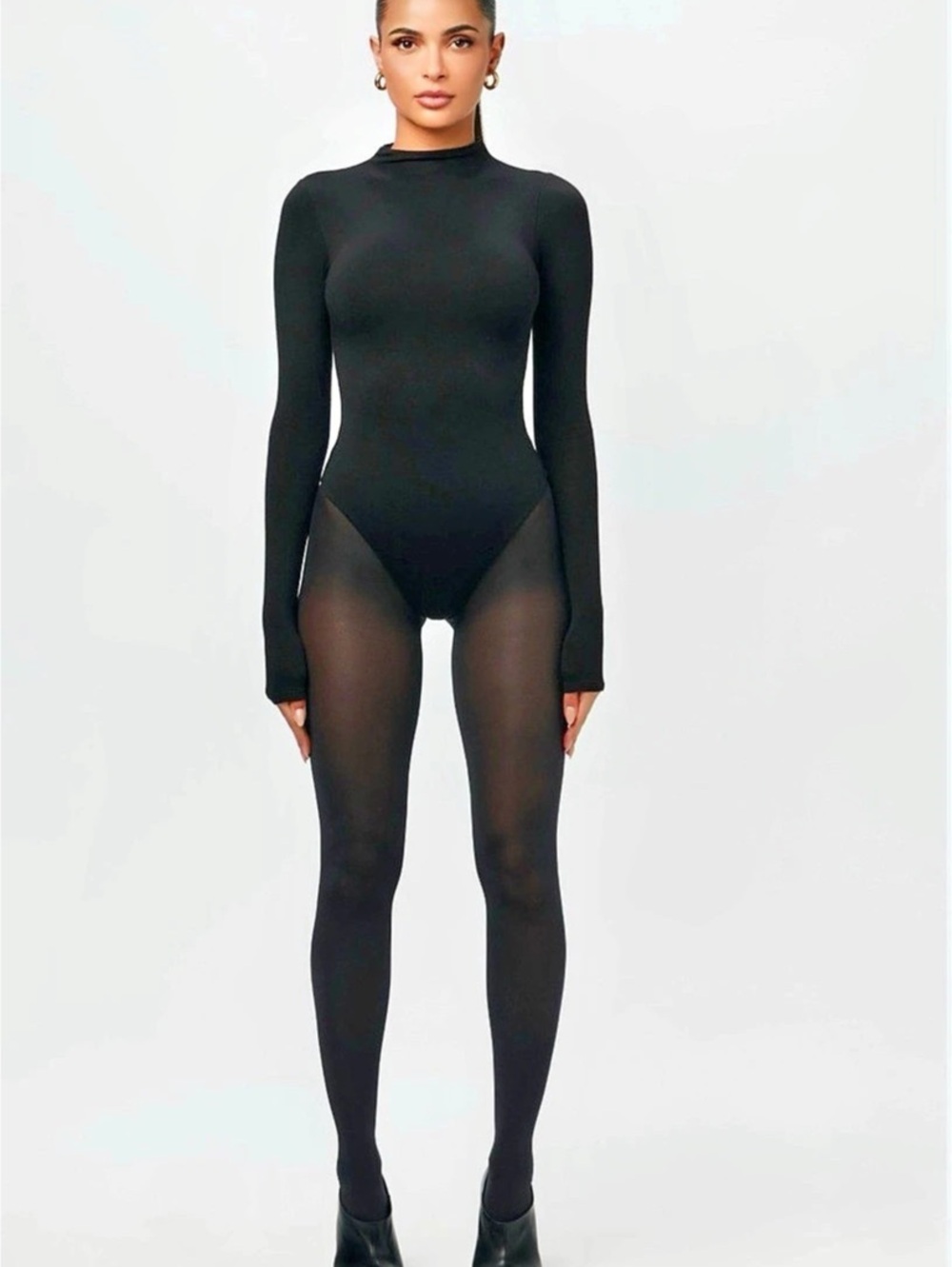 Naked Wardrobe NW Sculpt Mock Neck Bodysuit Black
